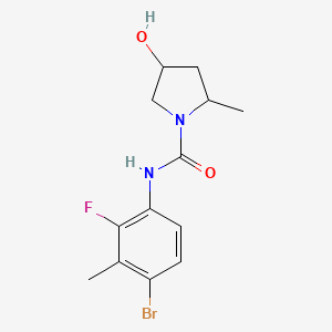 molecular formula C13H16BrFN2O2 B7214484 N-(4-bromo-2-fluoro-3-methylphenyl)-4-hydroxy-2-methylpyrrolidine-1-carboxamide 