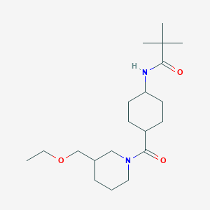 molecular formula C20H36N2O3 B7214499 N-[4-[3-(ethoxymethyl)piperidine-1-carbonyl]cyclohexyl]-2,2-dimethylpropanamide 