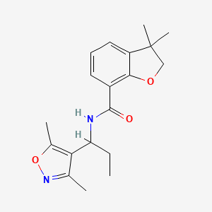 molecular formula C19H24N2O3 B7214508 N-[1-(3,5-dimethyl-1,2-oxazol-4-yl)propyl]-3,3-dimethyl-2H-1-benzofuran-7-carboxamide 