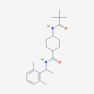 molecular formula C22H34N2O2 B7214521 N-[1-(2,6-dimethylphenyl)ethyl]-4-(2,2-dimethylpropanoylamino)cyclohexane-1-carboxamide 