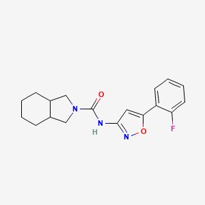 molecular formula C18H20FN3O2 B7214533 N-[5-(2-fluorophenyl)-1,2-oxazol-3-yl]-1,3,3a,4,5,6,7,7a-octahydroisoindole-2-carboxamide 