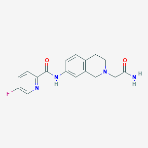molecular formula C17H17FN4O2 B7214541 N-[2-(2-amino-2-oxoethyl)-3,4-dihydro-1H-isoquinolin-7-yl]-5-fluoropyridine-2-carboxamide 