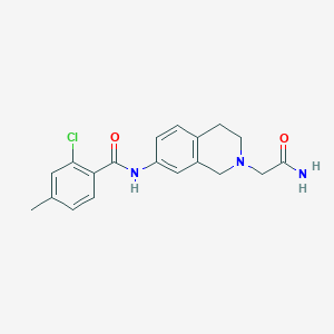 molecular formula C19H20ClN3O2 B7214552 N-[2-(2-amino-2-oxoethyl)-3,4-dihydro-1H-isoquinolin-7-yl]-2-chloro-4-methylbenzamide 