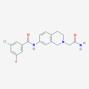 molecular formula C18H17ClFN3O2 B7214553 N-[2-(2-amino-2-oxoethyl)-3,4-dihydro-1H-isoquinolin-7-yl]-3-chloro-5-fluorobenzamide 