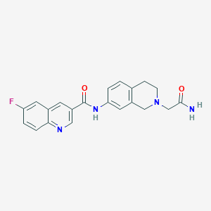 molecular formula C21H19FN4O2 B7214556 N-[2-(2-amino-2-oxoethyl)-3,4-dihydro-1H-isoquinolin-7-yl]-6-fluoroquinoline-3-carboxamide 