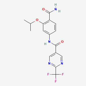 molecular formula C16H15F3N4O3 B7214564 N-(4-carbamoyl-3-propan-2-yloxyphenyl)-2-(trifluoromethyl)pyrimidine-5-carboxamide 