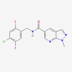 molecular formula C15H11ClF2N4O B7214570 N-[(4-chloro-2,5-difluorophenyl)methyl]-1-methylpyrazolo[3,4-b]pyridine-5-carboxamide 