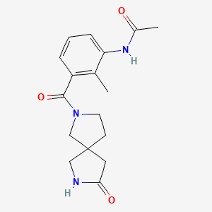 molecular formula C17H21N3O3 B7214571 N-[2-methyl-3-(8-oxo-2,7-diazaspiro[4.4]nonane-2-carbonyl)phenyl]acetamide 