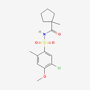 molecular formula C15H20ClNO4S B7214650 N-(5-chloro-4-methoxy-2-methylphenyl)sulfonyl-1-methylcyclopentane-1-carboxamide 