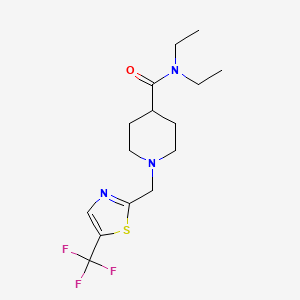 molecular formula C15H22F3N3OS B7214676 N,N-diethyl-1-[[5-(trifluoromethyl)-1,3-thiazol-2-yl]methyl]piperidine-4-carboxamide 