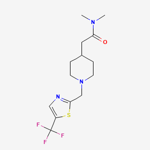 molecular formula C14H20F3N3OS B7214713 N,N-dimethyl-2-[1-[[5-(trifluoromethyl)-1,3-thiazol-2-yl]methyl]piperidin-4-yl]acetamide 