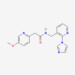molecular formula C17H17N5O2 B7214805 N-[(2-imidazol-1-ylpyridin-3-yl)methyl]-2-(5-methoxypyridin-2-yl)acetamide 