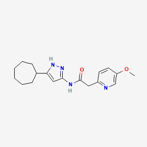 molecular formula C18H24N4O2 B7214994 N-(5-cycloheptyl-1H-pyrazol-3-yl)-2-(5-methoxypyridin-2-yl)acetamide 