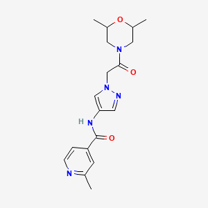 molecular formula C18H23N5O3 B7215017 N-[1-[2-(2,6-dimethylmorpholin-4-yl)-2-oxoethyl]pyrazol-4-yl]-2-methylpyridine-4-carboxamide 