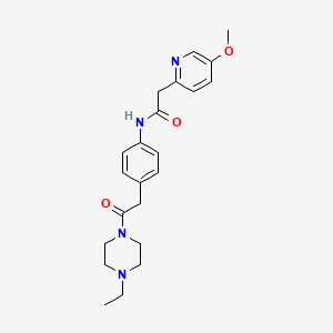 molecular formula C22H28N4O3 B7215067 N-[4-[2-(4-ethylpiperazin-1-yl)-2-oxoethyl]phenyl]-2-(5-methoxypyridin-2-yl)acetamide 