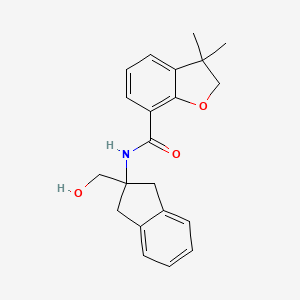 molecular formula C21H23NO3 B7215209 N-[2-(hydroxymethyl)-1,3-dihydroinden-2-yl]-3,3-dimethyl-2H-1-benzofuran-7-carboxamide 
