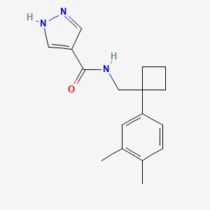 molecular formula C17H21N3O B7215267 N-[[1-(3,4-dimethylphenyl)cyclobutyl]methyl]-1H-pyrazole-4-carboxamide 
