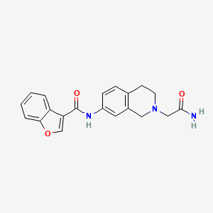 molecular formula C20H19N3O3 B7215306 N-[2-(2-amino-2-oxoethyl)-3,4-dihydro-1H-isoquinolin-7-yl]-1-benzofuran-3-carboxamide 