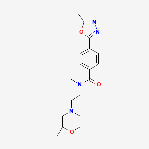 molecular formula C19H26N4O3 B7215310 N-[2-(2,2-dimethylmorpholin-4-yl)ethyl]-N-methyl-4-(5-methyl-1,3,4-oxadiazol-2-yl)benzamide 