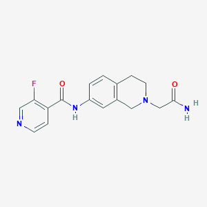molecular formula C17H17FN4O2 B7215317 N-[2-(2-amino-2-oxoethyl)-3,4-dihydro-1H-isoquinolin-7-yl]-3-fluoropyridine-4-carboxamide 