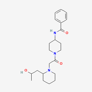 molecular formula C22H33N3O3 B7215474 N-[1-[2-[2-(2-hydroxypropyl)piperidin-1-yl]acetyl]piperidin-4-yl]benzamide 