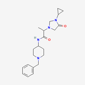 molecular formula C21H30N4O2 B7215538 N-(1-benzylpiperidin-4-yl)-2-(3-cyclopropyl-4-oxoimidazolidin-1-yl)propanamide 