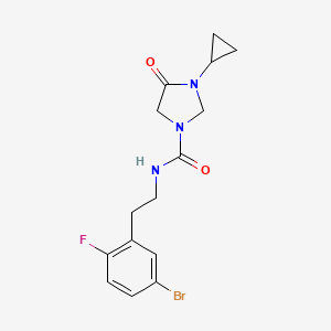 molecular formula C15H17BrFN3O2 B7215591 N-[2-(5-bromo-2-fluorophenyl)ethyl]-3-cyclopropyl-4-oxoimidazolidine-1-carboxamide 