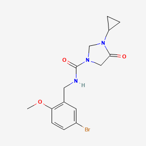 molecular formula C15H18BrN3O3 B7215631 N-[(5-bromo-2-methoxyphenyl)methyl]-3-cyclopropyl-4-oxoimidazolidine-1-carboxamide 