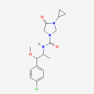 molecular formula C17H22ClN3O3 B7215645 N-[1-(4-chlorophenyl)-1-methoxypropan-2-yl]-3-cyclopropyl-4-oxoimidazolidine-1-carboxamide 