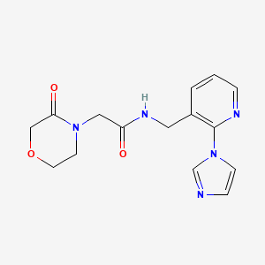 molecular formula C15H17N5O3 B7215678 N-[(2-imidazol-1-ylpyridin-3-yl)methyl]-2-(3-oxomorpholin-4-yl)acetamide 