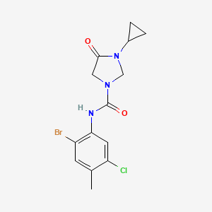 molecular formula C14H15BrClN3O2 B7215714 N-(2-bromo-5-chloro-4-methylphenyl)-3-cyclopropyl-4-oxoimidazolidine-1-carboxamide 