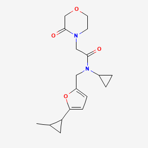 molecular formula C18H24N2O4 B7215727 N-cyclopropyl-N-[[5-(2-methylcyclopropyl)furan-2-yl]methyl]-2-(3-oxomorpholin-4-yl)acetamide 