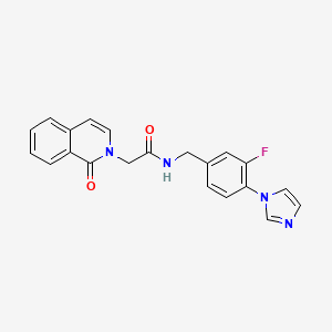 molecular formula C21H17FN4O2 B7215792 N-[(3-fluoro-4-imidazol-1-ylphenyl)methyl]-2-(1-oxoisoquinolin-2-yl)acetamide 
