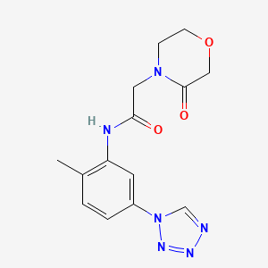 molecular formula C14H16N6O3 B7215910 N-[2-methyl-5-(tetrazol-1-yl)phenyl]-2-(3-oxomorpholin-4-yl)acetamide 