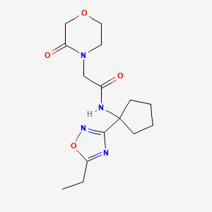 molecular formula C15H22N4O4 B7215928 N-[1-(5-ethyl-1,2,4-oxadiazol-3-yl)cyclopentyl]-2-(3-oxomorpholin-4-yl)acetamide 