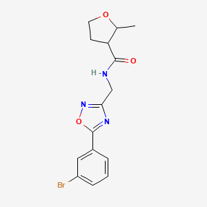 molecular formula C15H16BrN3O3 B7216068 N-[[5-(3-bromophenyl)-1,2,4-oxadiazol-3-yl]methyl]-2-methyloxolane-3-carboxamide 