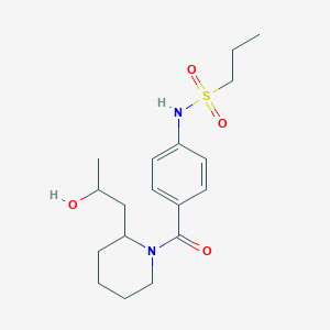 molecular formula C18H28N2O4S B7216141 N-[4-[2-(2-hydroxypropyl)piperidine-1-carbonyl]phenyl]propane-1-sulfonamide 