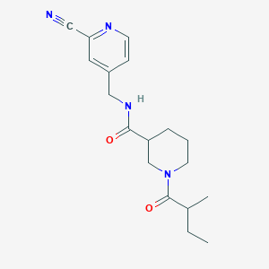 molecular formula C18H24N4O2 B7216171 N-[(2-cyanopyridin-4-yl)methyl]-1-(2-methylbutanoyl)piperidine-3-carboxamide 