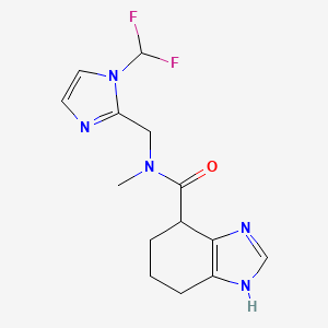 molecular formula C14H17F2N5O B7216175 N-[[1-(difluoromethyl)imidazol-2-yl]methyl]-N-methyl-4,5,6,7-tetrahydro-1H-benzimidazole-4-carboxamide 