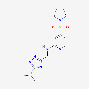 molecular formula C16H24N6O2S B7216237 N-[(4-methyl-5-propan-2-yl-1,2,4-triazol-3-yl)methyl]-4-pyrrolidin-1-ylsulfonylpyridin-2-amine 