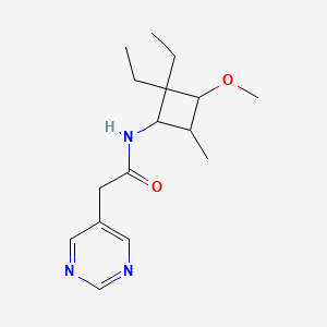 molecular formula C16H25N3O2 B7216242 N-(2,2-diethyl-3-methoxy-4-methylcyclobutyl)-2-pyrimidin-5-ylacetamide 