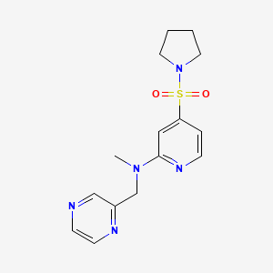 molecular formula C15H19N5O2S B7216263 N-methyl-N-(pyrazin-2-ylmethyl)-4-pyrrolidin-1-ylsulfonylpyridin-2-amine 