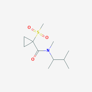 molecular formula C11H21NO3S B7216298 N-methyl-N-(3-methylbutan-2-yl)-1-methylsulfonylcyclopropane-1-carboxamide 