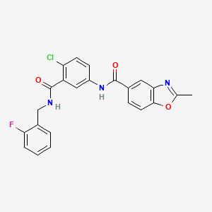 molecular formula C23H17ClFN3O3 B7216309 N-[4-chloro-3-[(2-fluorophenyl)methylcarbamoyl]phenyl]-2-methyl-1,3-benzoxazole-5-carboxamide 