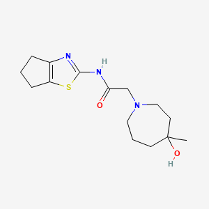 molecular formula C15H23N3O2S B7216374 N-(5,6-dihydro-4H-cyclopenta[d][1,3]thiazol-2-yl)-2-(4-hydroxy-4-methylazepan-1-yl)acetamide 