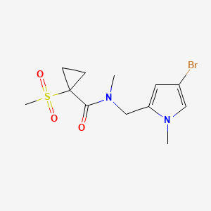 molecular formula C12H17BrN2O3S B7216377 N-[(4-bromo-1-methylpyrrol-2-yl)methyl]-N-methyl-1-methylsulfonylcyclopropane-1-carboxamide 