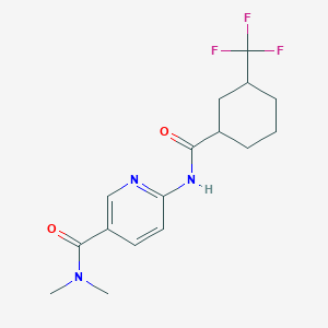 molecular formula C16H20F3N3O2 B7216420 N,N-dimethyl-6-[[3-(trifluoromethyl)cyclohexanecarbonyl]amino]pyridine-3-carboxamide 