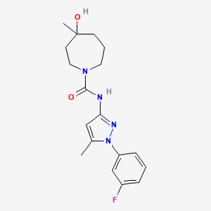 molecular formula C18H23FN4O2 B7216443 N-[1-(3-fluorophenyl)-5-methylpyrazol-3-yl]-4-hydroxy-4-methylazepane-1-carboxamide 
