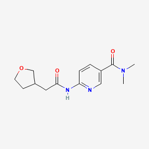 molecular formula C14H19N3O3 B7216459 N,N-dimethyl-6-[[2-(oxolan-3-yl)acetyl]amino]pyridine-3-carboxamide 