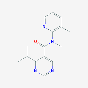 molecular formula C15H18N4O B7216532 N-methyl-N-(3-methylpyridin-2-yl)-4-propan-2-ylpyrimidine-5-carboxamide 